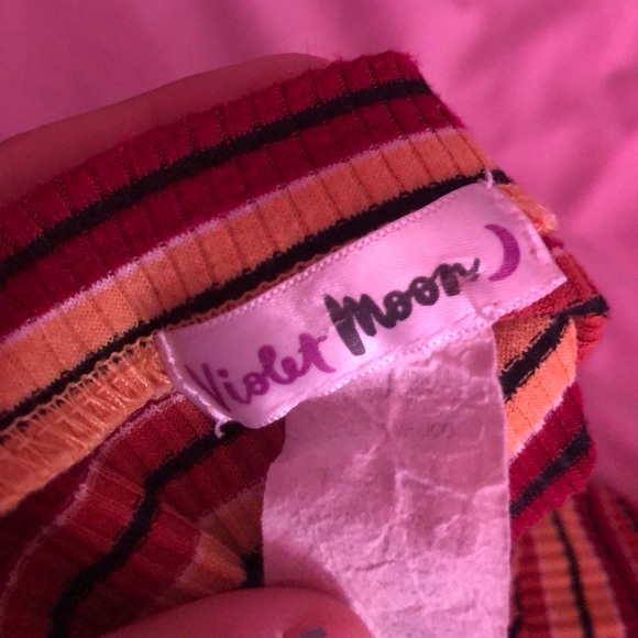 red,orange,yellow, striped crop top - Picture 4 of 5